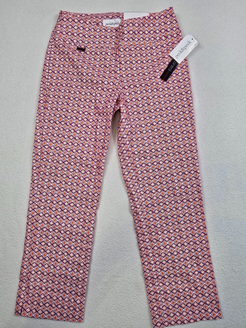NWT Peck & Peck Ava Womens 2 Crop Purple & Orange Geometric Print  Pants